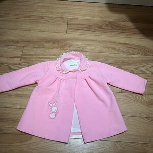Vintage Pink Baby Coat with Bunny Applique2T